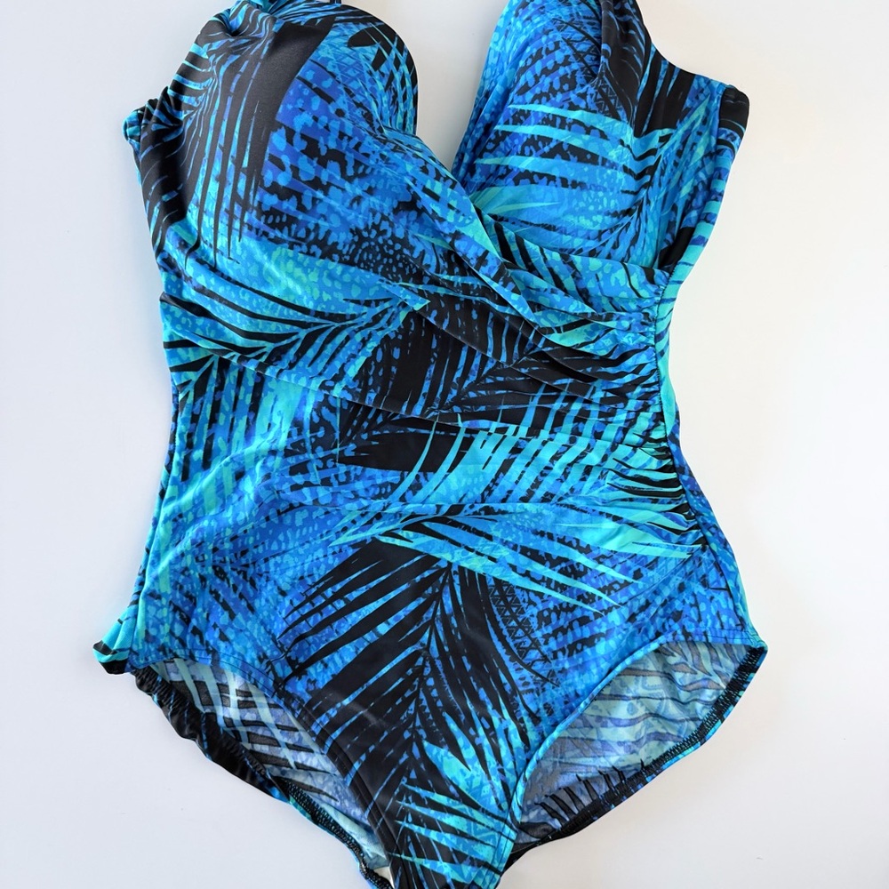 Miraclesuit Shadowcat Siren One-Piece Swimsuit Palm Design Size 16 View 2